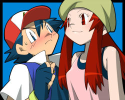 Rule 34 | 1boy, 1girl, amada, ash ketchum, bare shoulders, baseball cap, child, creatures (company), fingerless gloves, game freak, gloves, hat, melody (pokemon), nintendo, pokemon, pokemon (anime), pokemon (classic anime), pokemon the movie 2000: the power of one, smile, sweatdrop