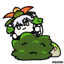 Rule 34 | 1girl, :3, animated, animated gif, bush, hiding, lowres, seseren, smile, twintails