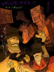 Rule 34 | 4boys, bag, engineer (tf2), halloween, hat, heavy (tf2), male focus, multiple boys, paper bag, red engineer (tf2), red heavy (tf2), red scout (tf2), red sniper (tf2), scout (tf2), sniper (tf2), team fortress 2