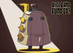 Rule 34 | 1boy, alex ahad (style), android, animated, animated gif, big band, character name, coat, dark skin, hat, instrument, male focus, meme, parody, skullgirls, solo, sunglasses, zone (artist)