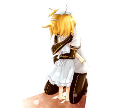 Rule 34 | 1boy, 1girl, alternate costume, bad id, bad pixiv id, blonde hair, blue eyes, brother and sister, child, detached sleeves, dress, hair ribbon, hug, kagamine len, kagamine rin, kagamine rin (roshin yuukai), aged up, ribbon, roshin yuukai (vocaloid), ryou (pixiv247657), siblings, suzumi (fallxalice), twins, vocaloid, aged down