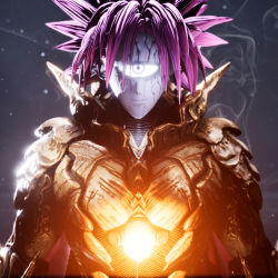 Rule 34 | 1boy, 3d, armor, colored skin, cyclops, glowing, looking at viewer, lord boros, male focus, one-eyed, one-punch man, pink hair, realistic, solo, spiked hair, spikes, the golden smurf, upper body, veins, white skin