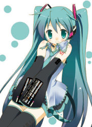 Rule 34 | 1girl, hatsune miku, long hair, lowres, shinya soukichi, solo, thighhighs, twintails, very long hair, vocaloid