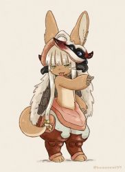 Rule 34 | 1girl, brown eyes, rabbit, furry, furry female, highres, kawasemi27, made in abyss, nanachi (made in abyss), solo, white hair