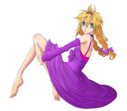 Rule 34 | 1990s (style), 1boy, artist request, blonde hair, cloud strife, crossdressing, detached sleeves, dress, earrings, final fantasy, final fantasy vii, jewelry, looking at viewer, purple dress, retro artstyle, simple background, tagme, tiara, wall market, white background