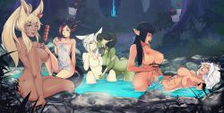 Rule 34 | 6+girls, absurdres, amaterasu okami (doggoxiv), animal ears, au ra, black hair, blonde hair, blunt bangs, breast press, breasts, cat ears, cat tail, closed eyes, colored skin, commission, completely nude, covering privates, dark-skinned female, dark skin, delux drawings, dragon horns, dragon tail, drink, elezen, elf, eyeshadow, facial mark, female pubic hair, final fantasy, final fantasy xiv, food, forest, futa with female, futanari, glasses, green hair, green skin, grey eyes, highres, horns, huge breasts, hyur, kiss, large breasts, lilisette illderthane (lilisettexiv), long hair, looking at viewer, lying, makeup, manu (manu), marie makise, medium breasts, miqo&#039;te, moogle, multicolored hair, multiple girls, naked towel, nature, navel, nude, nude cover, nysoph ageskel, on back, one eye closed, onsen, open mouth, outdoors, penis, pointy ears, ponytail, pubic hair, rabbit ears, scales, senkatsu shino, sex, short hair, sitting, standing, tail, towel, tree, two-tone hair, vaginal, viera, warrior of light (ff14), water, whisker markings, white hair, yuri