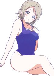 Rule 34 | 10s, 1girl, bad id, bad pixiv id, blue eyes, blue one-piece swimsuit, blush, breasts, brown hair, competition swimsuit, highres, icehotmilktea, looking at viewer, love live!, love live! school idol project, love live! sunshine!!, medium breasts, one-piece swimsuit, short hair, solo, swimsuit, watanabe you
