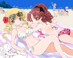 akemi_homura ass back breasts drill_hair gochuumon_wa_usagi_desu_ka? highres kaname_madoka kyubey mahou_shoujo_madoka_magica miki_sayaka ponytail sakura_kyoko sunglasses tomoe_mami toshi_(little-fluffy-cloud) twin_drills