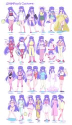 Rule 34 | apron, bikini, bodycon, cat, china dress, chinese clothes, collar, dress, gloves, hand on own hip, hands on own hips, high heels, highres, leotard, long hair, looking at viewer, midriff, one-piece swimsuit, open mouth, own hands together, pencil skirt, purple hair, ranma 1/2, red eyes, red one-piece swimsuit, ribbon, shampoo (ranma 1/2), skirt, smile, swimsuit, thigh skirt, towel, wedding dress, white background, white gloves, wizaldx, yellow dress