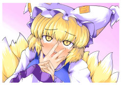 Rule 34 | 2girls, eruichi (redphantom), face, female focus, licking, licking finger, multiple girls, red phantom, saliva, tears, touhou, yakumo ran, yakumo yukari, yuri