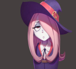 Rule 34 | 10s, 1girl, freckles, little witch academia, pale skin, pink hair, school uniform, solo, sucy manbavaran, tagme, uniform, witch hat
