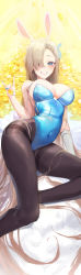 Rule 34 | 1girl, :d, absurdres, animal ears, arched back, asuna (blue archive), bare shoulders, black pantyhose, blonde hair, blue archive, blue eyes, blue leotard, blue nails, breasts, cheosnuni, curvy, elbow gloves, gloves, gold, grin, hair over one eye, hair ribbon, highleg, highleg leotard, highres, large breasts, leotard, looking at viewer, nail polish, navel, one eye covered, open mouth, pantyhose, playboy bunny, rabbit ears, ribbon, single glove, skin tight, skindentation, smile, solo, thighs, underboob, white gloves