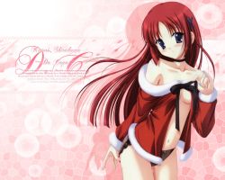 Rule 34 | 00s, 1girl, blue eyes, choker, christmas, da capo, da capo i, long hair, no bra, panties, red hair, santa costume, shirakawa kotori, solo, underwear, wallpaper