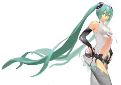 Rule 34 | 1girl, green eyes, green hair, hatsune miku, nail polish, rr (suisse200), standing, twintails, vocaloid