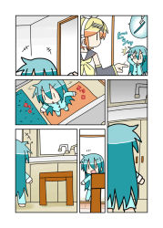Rule 34 | &gt;:&lt;, &gt;:d, &gt;:o, 2girls, :&lt;, :d, :o, ^^^, aqua hair, blonde hair, blue hair, bow, chibi miku, closed mouth, comic, faucet, hair bow, hair down, hair ornament, hairpin, hatsune miku, headphones, kagamine rin, minami (colorful palette), multiple girls, open mouth, pajamas, salute, smile, stool, toothbrush, toothpaste, turning head, v-shaped eyebrows, vocaloid, | |