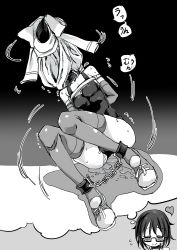 Rule 34 | 1girl, arms behind back, asphyxiation, bdsm, blush, bondage, bound, breasts, choker, collar, commentary request, covered navel, cuffs, glasses, gloves, greyscale, heart, highres, imagining, kinbakuman, m-chan (kinbakuman), monochrome, original, pussy juice, restrained, school swimsuit, semi-rimless eyewear, short hair, slave, small breasts, smile, smother, solo, struggling, swimsuit, thighhighs, thought bubble, under-rim eyewear