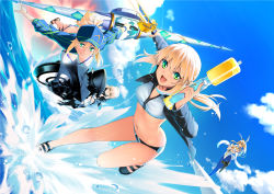 Rule 34 | 4girls, ahoge, animal ears, artoria pendragon (all), artoria pendragon (alter swimsuit rider) (fate), artoria pendragon (alter swimsuit rider) (second ascension) (fate), artoria pendragon (fate), artoria pendragon (swimsuit archer) (fate), artoria pendragon (swimsuit archer) (second ascension) (fate), artoria pendragon (swimsuit ruler) (fate), bare shoulders, baseball cap, bikini, black jacket, blonde hair, blue eyes, blue headwear, blue jacket, blue legwear, blue neckwear, blue sky, blush, breasts, cleavage, clothing cutout, collarbone, cropped jacket, detached collar, fake animal ears, fate/grand order, fate (series), feather boa, flying, green eyes, hair between eyes, hat, highleg, highleg leotard, highres, holding, holding water gun, jacket, lance, large breasts, leotard, long hair, long sleeves, looking at viewer, low ponytail, maid, maid bikini, maid headdress, medium breasts, motor vehicle, motorcycle, multiple girls, mysterious heroine x (fate), mysterious heroine xx (fate), namonashi, navel, navel cutout, ocean, open clothes, open jacket, open mouth, playboy bunny, polearm, ponytail, rabbit ears, sandals, shrug (clothing), sky, smile, swimsuit, tiara, twinmyniad (fate), unconventional maid, water gun, weapon, white bikini, white leotard, wristband, yellow eyes