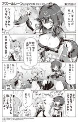 Rule 34 | &gt;:), 3girls, 4koma, :d, ^ ^, ahoge, animal, ass, azur lane, blush, bottle, breasts, camisole, cape, cat, chibi, cleavage, closed eyes, closed mouth, comic, commentary request, crown, dress, drinking, epaulettes, georgia (azur lane), gloves, greyscale, hair between eyes, hair ornament, hair ribbon, hairclip, hat, high ponytail, highres, holding, holding bottle, hori (hori no su), javelin (azur lane), large breasts, leaning forward, long hair, long sleeves, meowficer (azur lane), mini crown, monochrome, multiple girls, official art, open mouth, plaid, plaid skirt, pleated skirt, ponytail, ribbon, sailor hat, seattle (azur lane), single glove, skirt, smile, sweat, thighhighs, thumbs up, tilted headwear, translation request, v-shaped eyebrows