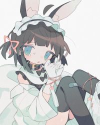 Rule 34 | 1girl, :o, ahoge, animal collar, animal ear fluff, animal ears, aqua eyes, bandaid, bandaid on knee, bandaid on leg, bare shoulders, black bow, black collar, black hair, black hairband, black thighhighs, blue eyes, blunt bangs, blurry, bound, bound wrists, bow, bow panties, buckle, clenched hands, clothes down, coat, collar, daizu (melon-lemon), depth of field, detached ahoge, entangled, extra ears, eyes visible through hair, fake animal ears, feet out of frame, film grain, frilled hairband, frills, from side, furrowed brow, gloves, gradient eyes, hair ribbon, hairband, hands up, heart, heart in eye, jump rope, knees together feet apart, knees up, lab coat, lolita hairband, long sleeves, looking at viewer, looking to the side, multicolored eyes, muted color, nervous, no nose, open clothes, open coat, original, own hands together, panties, panties around leg, unworn panties, parted lips, pink bow, pink ribbon, rabbit ears, ribbon, short hair, simple background, single tear, sitting, sleeveless, solo, sweat, symbol in eye, tearing up, thick eyelashes, thighhighs, two side up, underwear, white background, white coat, white gloves, white panties, wide sleeves