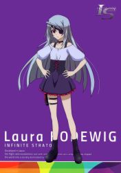 Rule 34 | 10s, 1girl, absurdres, grey hair, hands on own hips, highres, infinite stratos, laura bodewig, official art, solo
