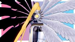 Rule 34 | 3d, angewomon, ass, blonde hair, digimon, fusion, highres, ladydevimon, long hair, mastemon, ponytail, wings