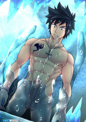 Rule 34 | 1boy, abs, bara, cum, fairy tail, gray fullbuster, male focus, muscular, nude, pectorals, penis, restrained, solo, testicles, tofu (coolboyz18)