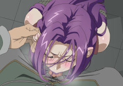 Rule 34 | 1girl, arms behind back, bare shoulders, censored, closed eyes, code geass, cornelia li britannia, crying, fellatio, floor, forced, from above, grabbing another&#039;s ear, legs, lipstick, long hair, makeup, mosaic censoring, oral, penis, pov, purple hair, purple lips, rape, restrained, rope, sitting, standing, tears, thighs, unzipped