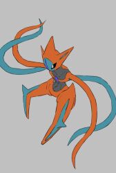 Rule 34 | af (afloatisland), creatures (company), deoxys, deoxys (attack), expressionless, full body, game freak, gen 3 pokemon, looking to the side, mythical pokemon, nintendo, no humans, pokemon, pokemon (creature), simple background