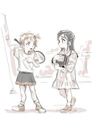 Rule 34 | 2girls, badminton racket, book, futari wa precure, highres, koyomania, misumi nagisa, multiple girls, precure, racket, yukishiro honoka