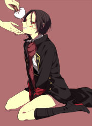 Rule 34 | 10s, 1boy, black hair, blood, cuts, doudoude dou, full body, high heels, injury, japanese clothes, kashuu kiyomitsu, long hair, male focus, mole, mole under mouth, out of frame, personification, ponytail, red eyes, red scarf, scarf, shoes, solo focus, touken ranbu