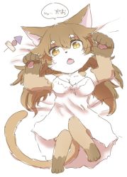 Rule 34 | 1girl, brown eyes, brown hair, cat, cat busters, furry, furry female, highres, long hair, open mouth, solo, tomamori yua