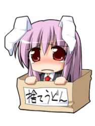 Rule 34 | 1girl, animal ears, animated, animated gif, blush, box, rabbit ears, cardboard box, chibi, female focus, for adoption, in box, in container, kurikara, long hair, lowres, necktie, purple hair, qvga, red eyes, reisen udongein inaba, solo, tears, touhou, translated