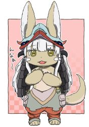 Rule 34 | 10s, artist request, brown eyes, furry, grey hair, made in abyss, nanachi (made in abyss), open mouth