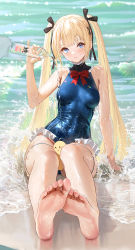 Rule 34 | 1girl, azur lane, barefoot, beach, dead or alive, dead or alive xtreme venus vacation, feet, female focus, highres, marie rose, soles, solo, toes