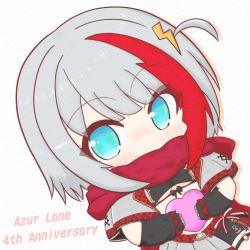 Rule 34 | 1girl, admiral graf spee (azur lane), admiral graf spee (world&#039;s cutest) (azur lane), admiral graf spee (world&#039;s cutest) (azur lane), anniversary, azur lane, black gloves, black shirt, blue eyes, blush, breasts, chibi, commentary request, copyright name, cowboy shot, crop top, dutch angle, fingerless gloves, gloves, grey jacket, grey skirt, hair ornament, heart, holding, holding heart, jacket, lightning bolt, lightning bolt hair ornament, lightning bolt symbol, looking at viewer, medium breasts, mokezi, multicolored hair, one side up, open clothes, open jacket, red hair, red scarf, red skirt, scarf, scarf over mouth, shirt, short hair, short sleeves, sidelocks, silver hair, simple background, skirt, solo, stomach, streaked hair, thigh strap, underboob, white background