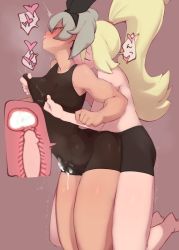 Rule 34 | 2girls, bea (pokemon), black bodysuit, blonde hair, blush, bodysuit, clothed sex, commentary request, creatures (company), cross-section, cum, cum in clothes, cum in pussy, cum through clothes, ejaculating while penetrated, ejaculation, futa with futa, futanari, game freak, grey hair, handsfree ejaculation, internal cumshot, kiss, kissing neck, kneeling, korrina (pokemon), multiple girls, nintendo, nipple stimulation, nipple tweak, penis, pokemon, pokemon swsh, pokemon xy, ponytail, sex, sex from behind, short hair, simple background, topless, umonebi