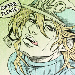 Rule 34 | 1boy, blonde hair, diego brando, english text, hat, jojo no kimyou na bouken, licking lips, lowres, male focus, official style, se-am, solo, steel ball run, tongue, tongue out