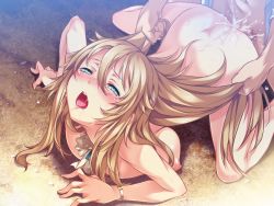 Rule 34 | 1boy, 1girl, all fours, blonde hair, blue eyes, blush, bottomless, breast press, breasts, censored, cum, cum in pussy, doggystyle, ejaculation, game cg, grabbing another&#039;s hair, hetero, kurokawa mariko, large breasts, legs, long hair, looking up, nipples, nude, open mouth, play! play! play! san, saliva, sex, sex from behind, sweat, tears, thighs, vaginal, wazakita