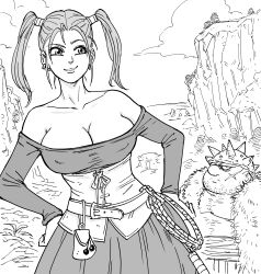 Rule 34 | 1girl, absurdres, bare shoulders, bb (baalbuddy), breasts, cleavage, collarbone, dragon quest, dress, highres, jessica albert, large breasts, tagme, twintails