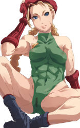 Rule 34 | abs, anus, bodypaint, cammy white, capcom, censored, false clothes, highres, leotard, mikanbako, muscular, navel, nipples, painted clothes, spread legs, street fighter