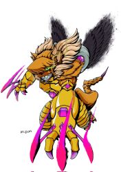 Rule 34 | 1girl, claws, digimon, digimon (creature), female focus, furry, highres, raguelmon, solo, tail, wings