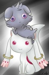 Rule 34 | 10s, creatures (company), crossover, espurr, expressionless, game freak, gen 6 pokemon, kyubey, looking at viewer, mahou shoujo madoka magica, nintendo, pink eyes, pokemon, pokemon (creature), pokemon xy, red eyes, shaft (company)