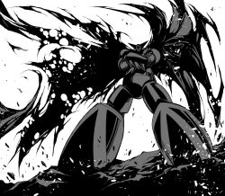 Rule 34 | cape, crossed arms, epic, getter-1, getter robo, getter robo (1st series), greyscale, manly, mecha, monochrome, no humans, robot, solo, super robot, taguchi shigeo, toei animation, torn cape, torn clothes