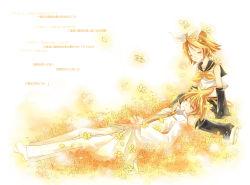 Rule 34 | 1boy, 1girl, bad id, bad pixiv id, brother and sister, closed eyes, flower, formal, huayne, kagamine len, kagamine rin, kokoro (vocaloid), lap pillow, siblings, twins, vocaloid