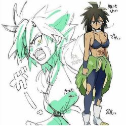 Rule 34 | 1girl, abs, angry, artist request, bare shoulders, black hair, blue bra, blue pants, boots, bra, breasts, broly (dragon ball super), broly (dragon ball z), calm, cleavage, closed mouth, collar, dragon ball, dragon ball super, dragon ball super broly, facing viewer, fangs, full body, fur, genderswap, genderswap (mtf), hair between eyes, japanese text, kanji, large breasts, long hair, looking at viewer, midriff, no shirt, open mouth, pants, partially colored, pelt, saiyan, scar, scar on face, shouting, solo, spiked hair, standing, tall, teeth, tongue, torn clothes, torn pants, translation request, underwear, white background, yellow eyes, zoom layer