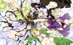 Rule 34 | 10s, 5girls, ass, bed, blonde hair, blue eyes, blush, bra, breasts, brown hair, butt crack, cecilia alcott, censored, charlotte dunois, chemise, clothes pull, convenient censoring, covered erect nipples, eyepatch, eyepatch lift, flat chest, food print, frills, green eyes, hairband, heterochromia, highres, huang lingyin, infinite stratos, large breasts, laura bodewig, lingerie, long hair, looking back, lying, mamezuka takashi, megami magazine, multiple girls, navel, nightgown, no panties, official art, official wallpaper, on back, on stomach, open clothes, open shirt, orange panties, pajamas, panties, pants, pants pull, panty pull, print bra, print panties, purple eyes, red eyes, scan, shinonono houki, shirt, silver hair, small breasts, smile, strawberry panties, strawberry print, striped clothes, striped panties, textless version, twintails, underwear, very long hair, yellow eyes