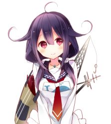 Rule 34 | 10s, 1girl, ahoge, jewelry, kantai collection, long hair, naoto (tulip), necklace, purple eyes, purple hair, smile, taigei (kancolle), uniform