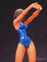 Rule 34 | 1girl, armpits, azumanga daiou, bare shoulders, dark-skinned female, dark skin, figure, kagura (azumanga daioh), one-piece swimsuit, photo (medium), short hair, solo, swimsuit, tan, wet