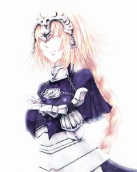 Rule 34 | 1girl, armor, armored dress, backlighting, braid, capelet, dress, closed eyes, fate/apocrypha, fate/zero, fate (series), gauntlets, headpiece, jeanne d&#039;arc (fate), jeanne d&#039;arc (ruler) (fate), long hair, mian1, outstretched hand, single braid, solo