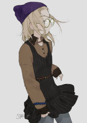 Rule 34 | 1girl, blonde hair, glasses, hat, kyouyama anna, long hair, shaman king, simple background